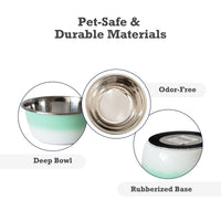 Deep Dog Bowl – Stainless Steel Bowl, Ideal for Small, Medium & Large Dogs – Mint Green - BIG FRENCHIES