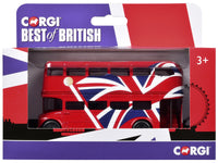 London Bus Red with UK Flag Graphics "Best of British" Series Diecast Model Car by Corgi
