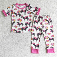 Floral horse print kids girls pajamas - BIG FRENCHIES