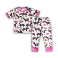 Floral horse print kids girls pajamas - BIG FRENCHIES