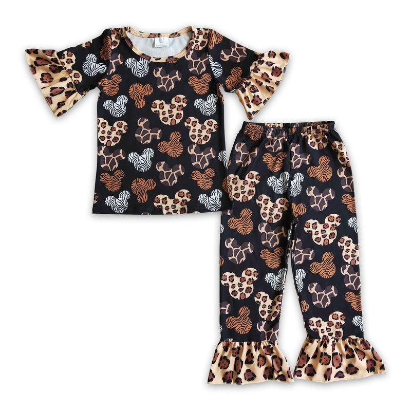 Animal print mouse short sleeves girls pajamas - BIG FRENCHIES