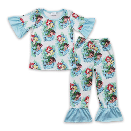 Short sleeves fish princess baby girls pajamas - BIG FRENCHIES