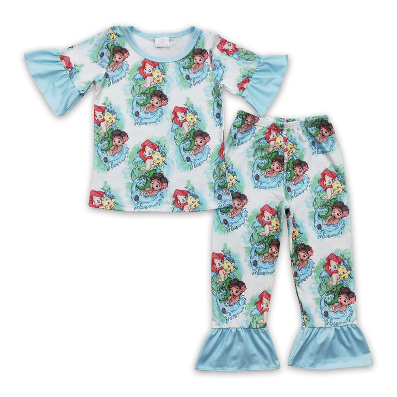 Short sleeves fish princess baby girls pajamas - BIG FRENCHIES