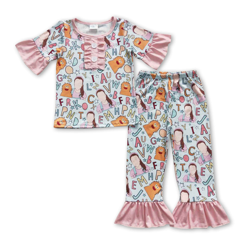 Letters short sleeves teacher baby girls pajamas - BIG FRENCHIES