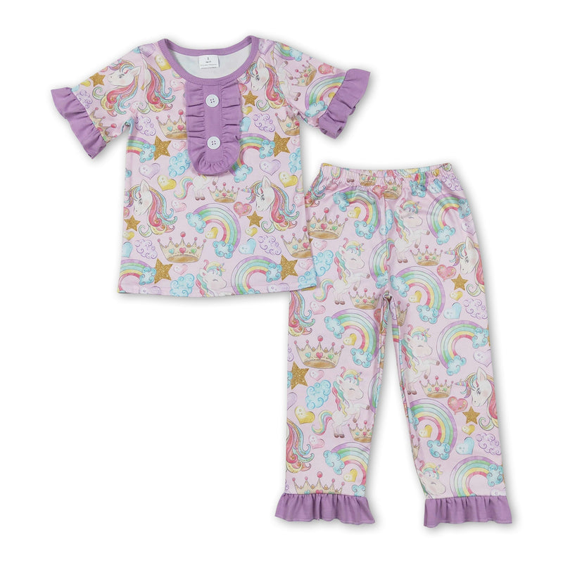 Lavender unicorn rainbow kids girls pajamas - BIG FRENCHIES