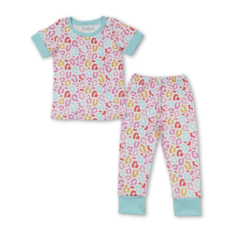 Short sleeves leopard baby girls pajamas - BIG FRENCHIES
