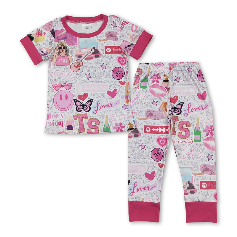 Pink smile butterfly guitar singer girls pajamas - BIG FRENCHIES
