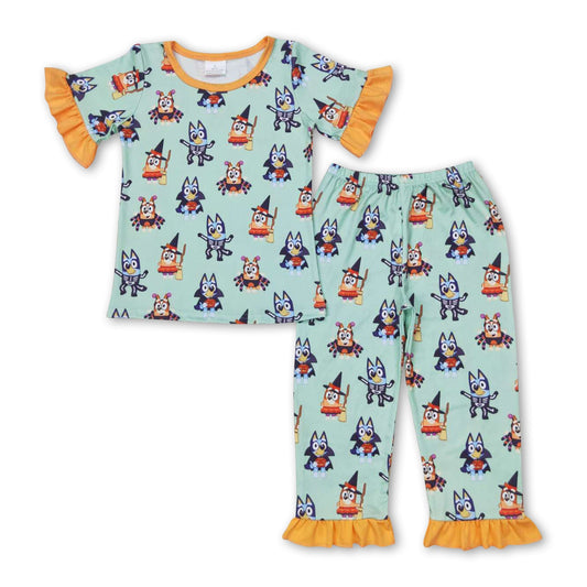 Short sleeves dog witches kids girls halloween pajamas - BIG FRENCHIES