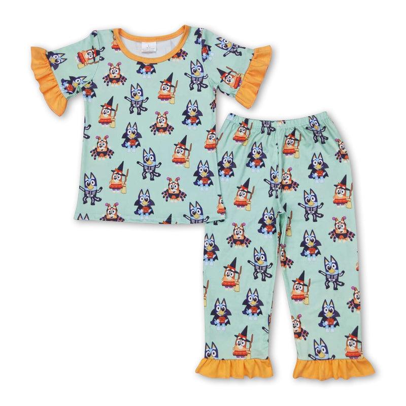 Short sleeves dog witches kids girls halloween pajamas - BIG FRENCHIES