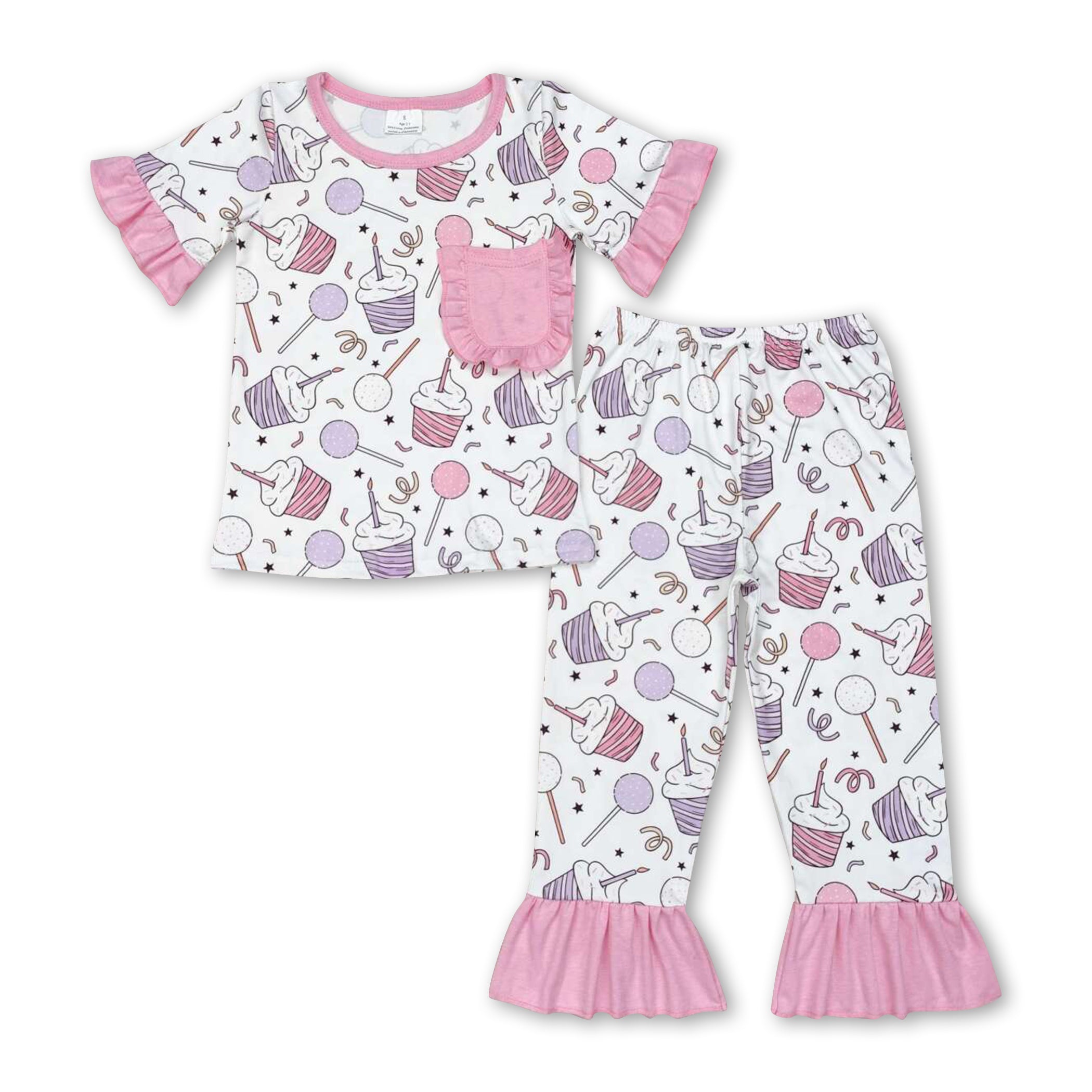Short sleeves pocket lollipop kids girls pajamas - BIG FRENCHIES