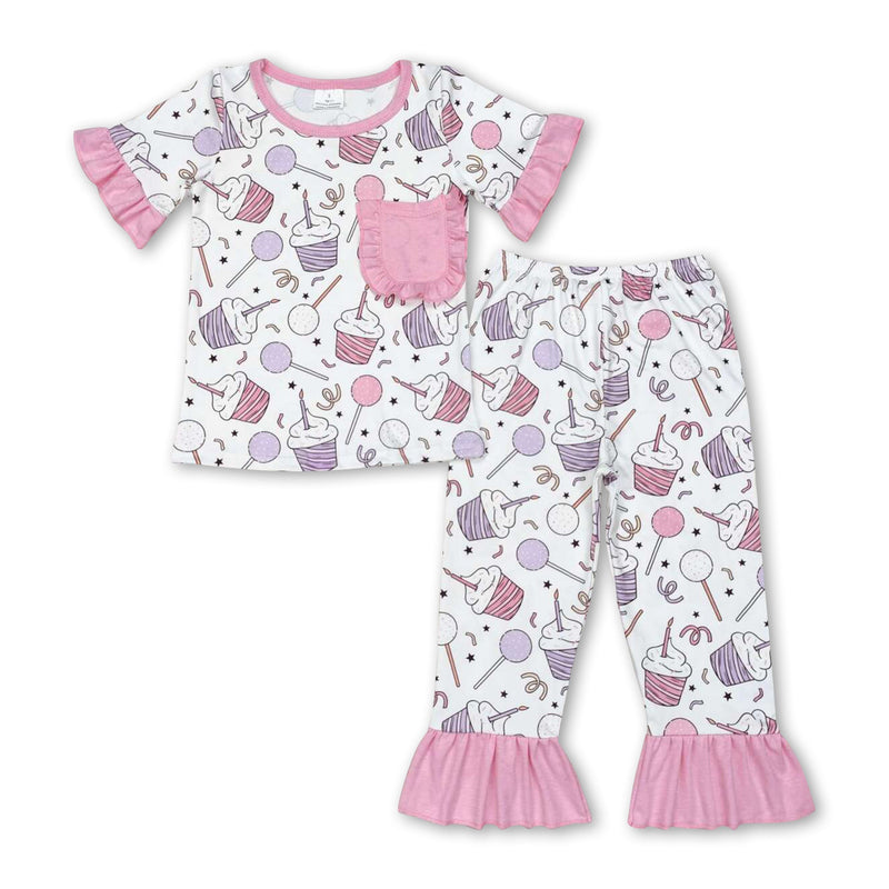 Short sleeves pocket lollipop kids girls pajamas - BIG FRENCHIES
