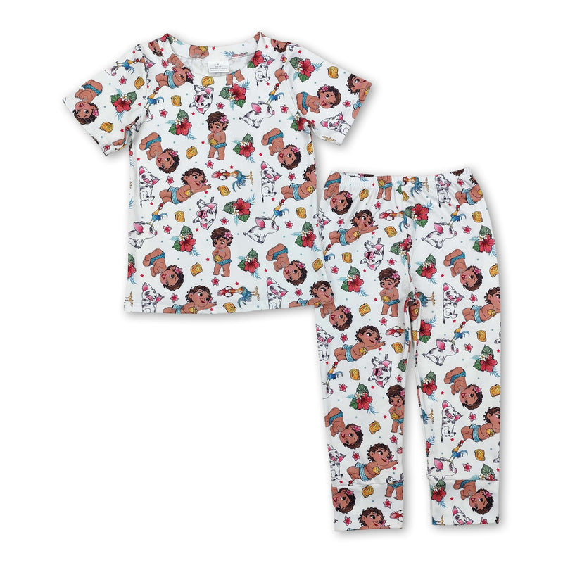 Short sleeves pig floral baby girls pajamas - BIG FRENCHIES