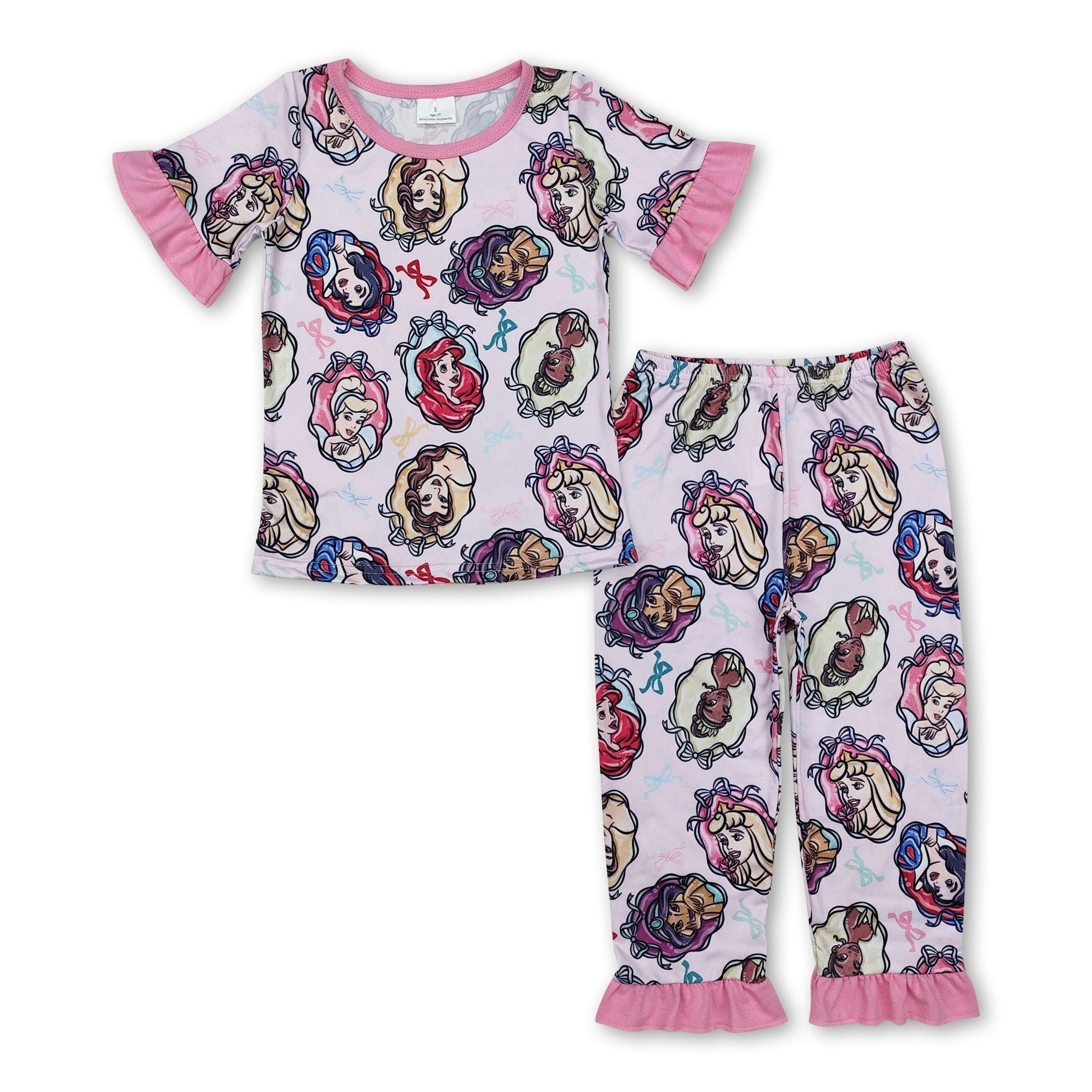Pink short sleeves bow princess baby girls pajamas - BIG FRENCHIES