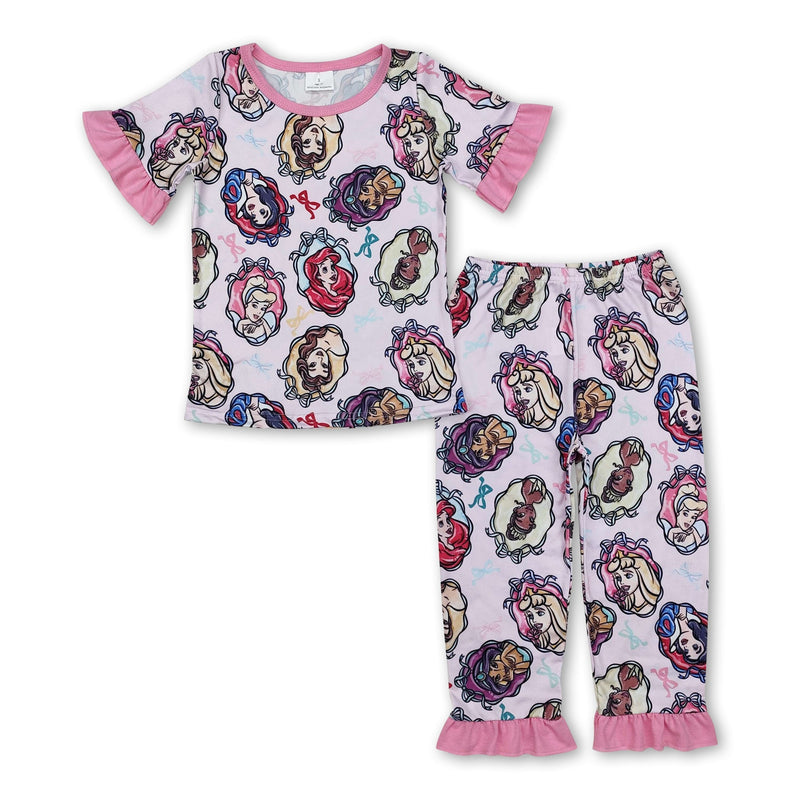 Pink short sleeves bow princess baby girls pajamas - BIG FRENCHIES