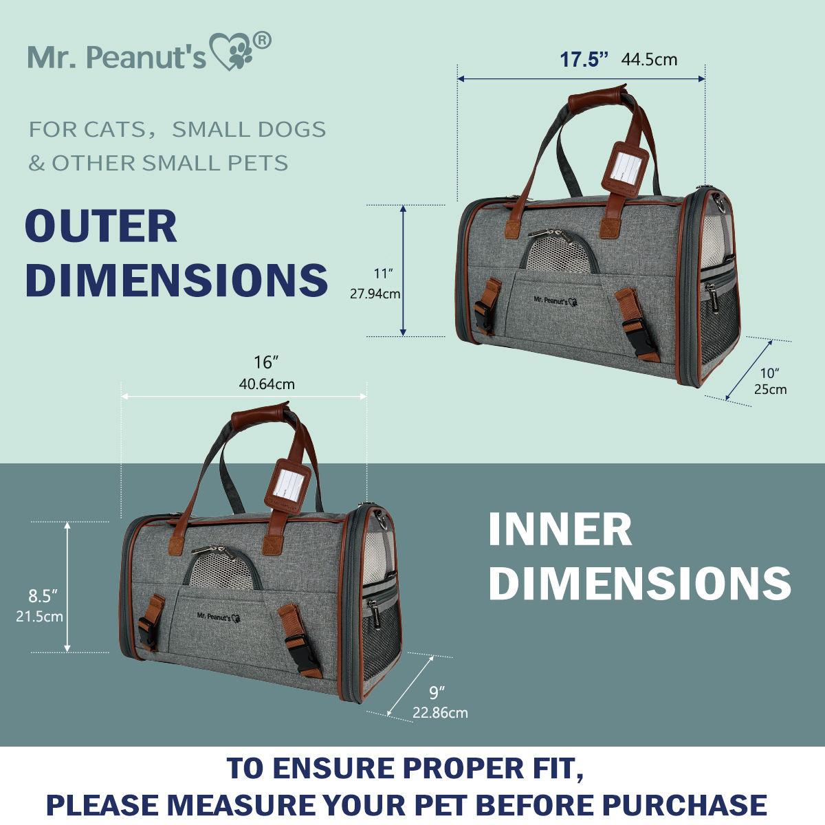 Mr. Peanut's Gold Series Standard Size Airline Compliant Pet Carrier - BIG FRENCHIES