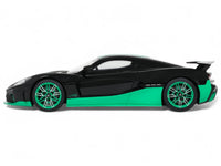 2023 Rimac Nevera Black with Green Stripes 1/18 Model Car by GT Spirit