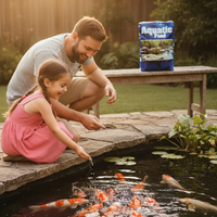 Crystal Blue Pond Colorant & Aquatic Feed Floating Fish Food Bundle for Koi & Catfish