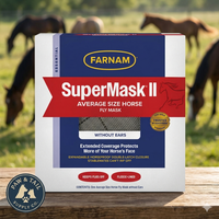 Farnam SuperMask II Horse Fly Mask No Ears Double-Latch Secure Mesh Eye Protection
