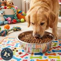 Dry food Dog Bergan Stainless Steel Bowl 17 Cup Capacity Durable Wide Base & Water Dish