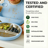 Stainless Steel Plate Set of 2 (Butter Yellow & Baby Blue) - BIG FRENCHIES