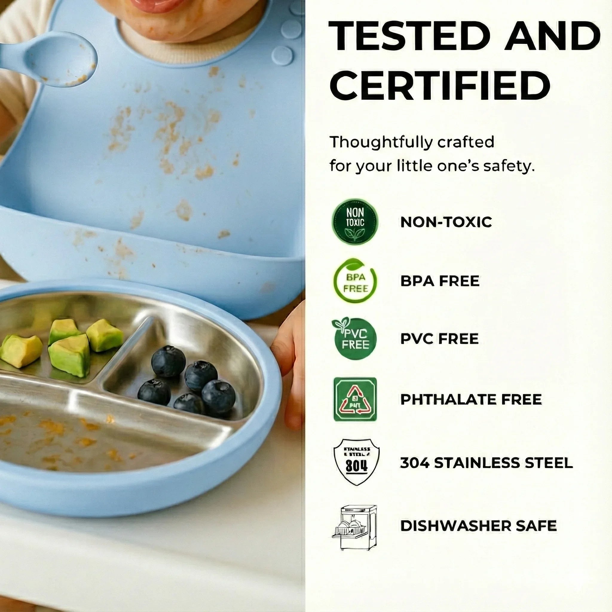Stainless Steel Plate Set of 2 (Butter Yellow & Baby Blue) - BIG FRENCHIES