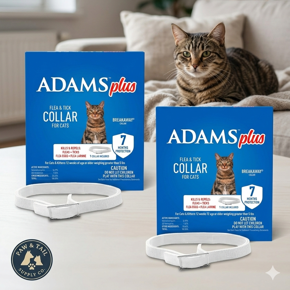 Adams Plus Flea & Tick Collar for Cats Water-Resistant Up to 7 Months Protection 2PCK