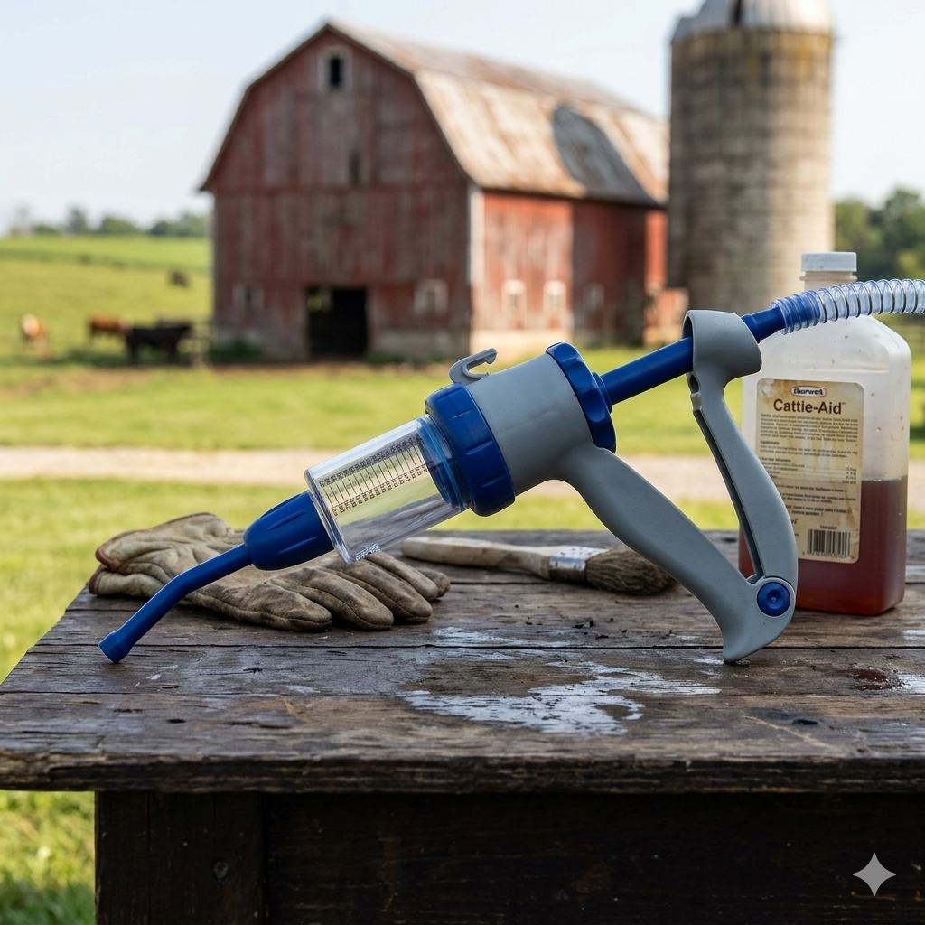 Durvet Cattle Pour-On Applicator Gun Adjustable Livestock Doser 70mL