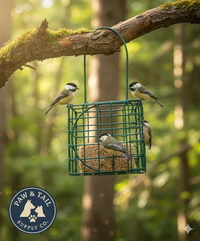 C&S Wild Bird Suet Seed Treat 11 oz & Large Suet Basket Feeder Combo