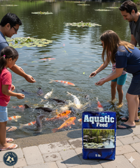 Crystal Blue Pond Colorant & Aquatic Feed Floating Fish Food Bundle for Koi & Catfish