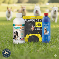 Dog Deworming & Flea Care Bundle WormEze 8oz + Adams Flea & Tick Shampoo 12oz + Chicken Rope Toy – Wholesale Bundle!