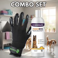 Piccardmeds4pets Aloe Oats Dog Shampoo 16oz + HandsOn Grooming Gloves Small Complete Kit