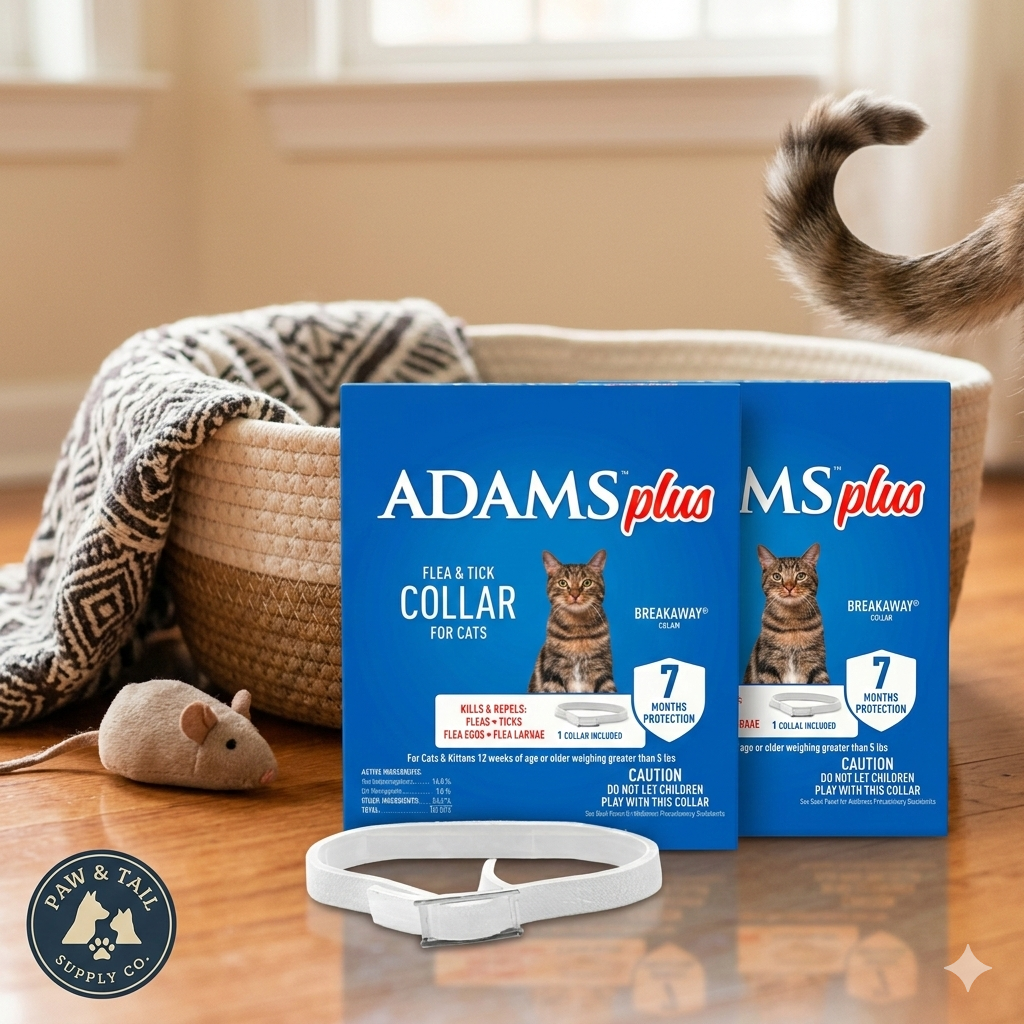 Adams Plus Flea & Tick Collar for Cats Water-Resistant Up to 7 Months Protection 2PCK