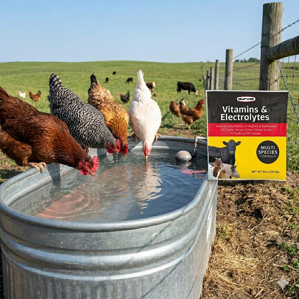 Durvet Vitamins & Electrolytes for Poultry Livestock Horses 8 oz.