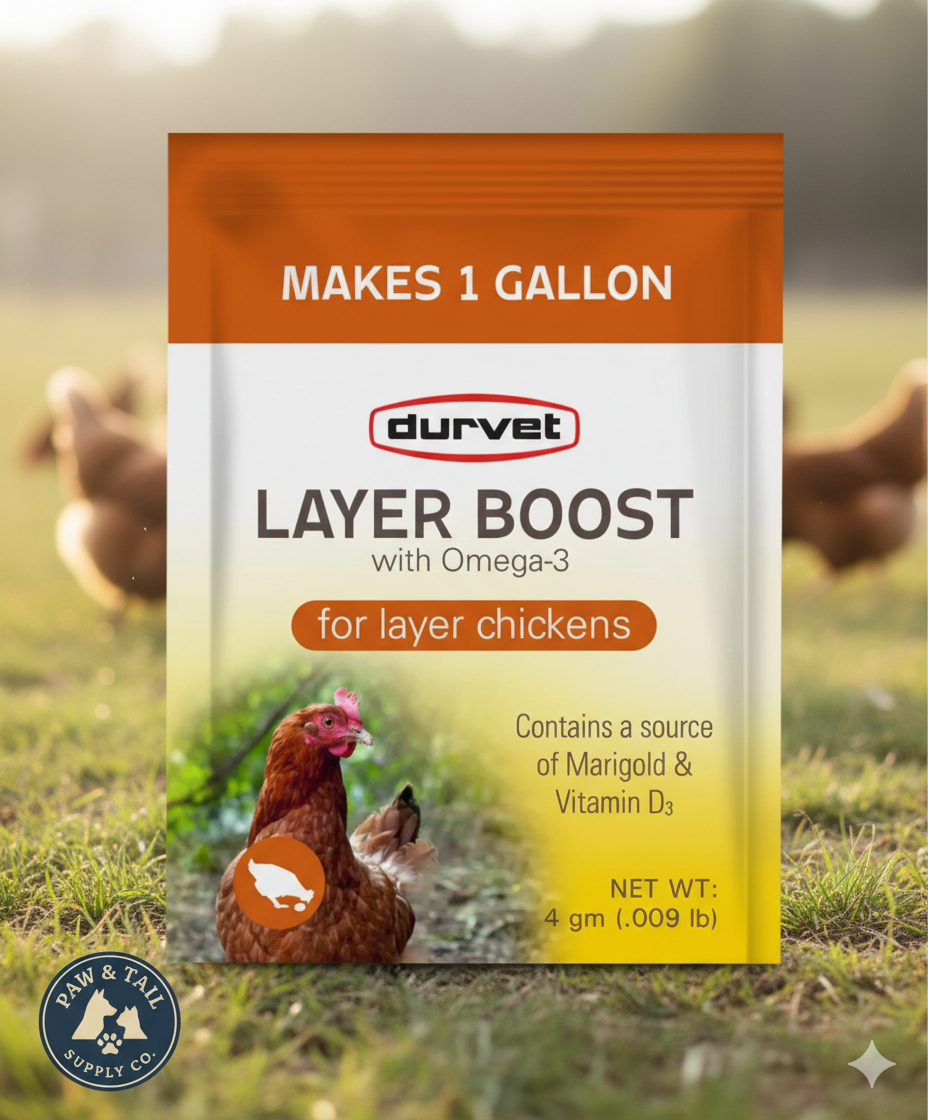 Chicken Durvet Layer Boost Omega-3 Poultry 4g 40-pack Vitamins Electrolytes Laying Hens