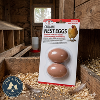 Little Giant Ceramic Nest Eggs 2 Pack 4 Count Fake Chicken Coop Eggs, Brown
