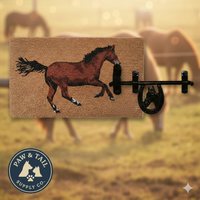 Horse Entrance Decor Bundle Coco Coir Horse Mat & Horse Head Door Latch