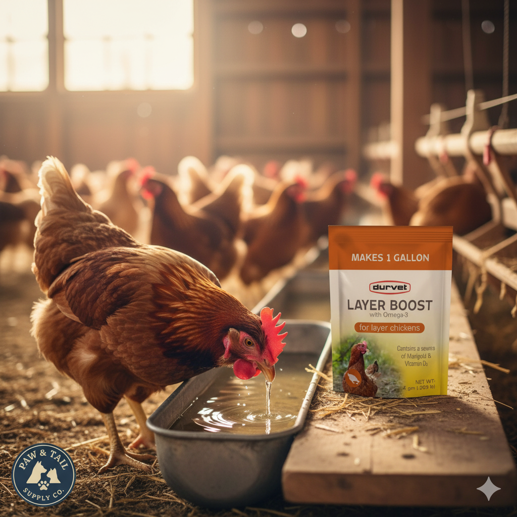 Chicken Durvet Layer Boost Omega-3 Poultry 4g 40-pack Vitamins Electrolytes Laying Hens