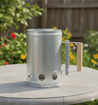 21st Century Steel Charcoal Starter Lights Charcoal Without Fluid Uses Newspaper