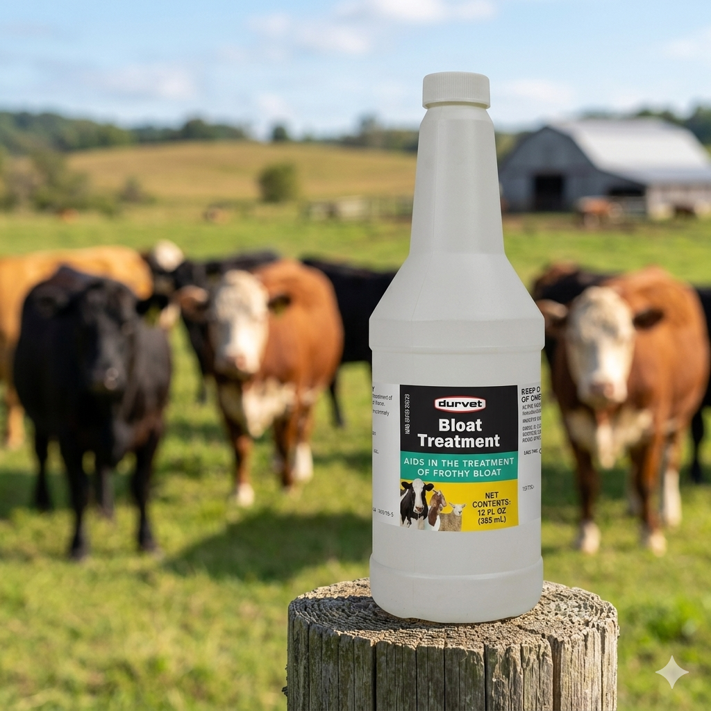 Durvet Bloat Treatment Cattle Sheep Goats Frothy Bloat Relief & Rumen Support 12 oz.