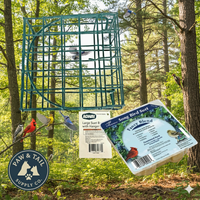 Heath Outdoor Fancy Blend Bird Suet Cake 9.27oz & Large Suet Basket Bundle