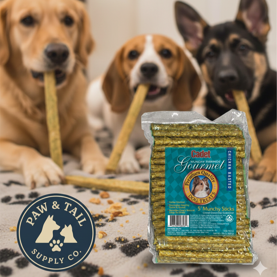 Cadet Rawhide Munchy Sticks Chicken Basted Dog Treats 5" 100PCK