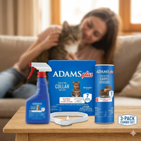 Adams Pet Bundle Carpet Spray, Cat Flea Collar & Flea Spray - Indoor Home & Pet Pest Control Solution