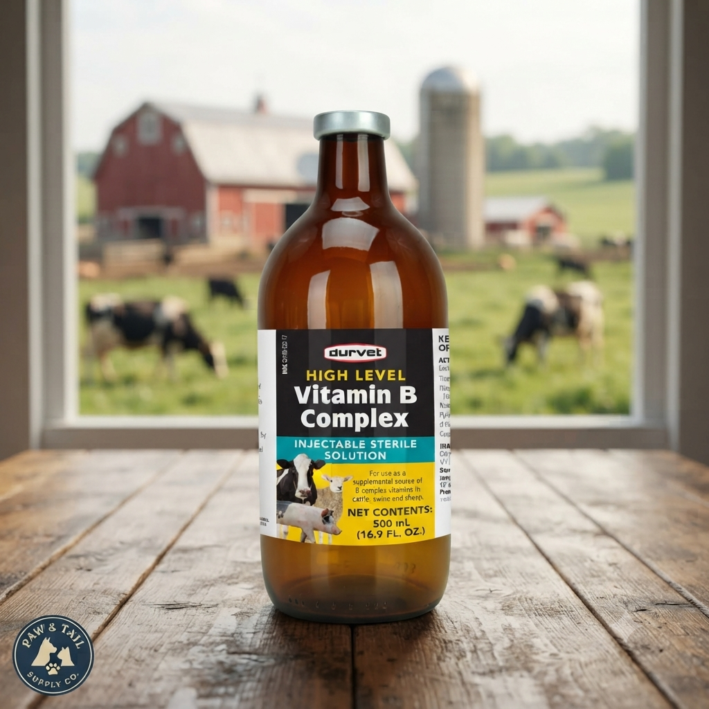 Durvet High Level Vitamin B Complex for Cattle Sheep Swine 500 mL