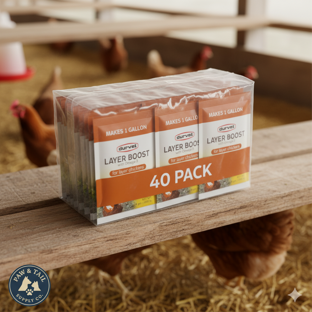 Chicken Durvet Layer Boost Omega-3 Poultry 4g 40-pack Vitamins Electrolytes Laying Hens