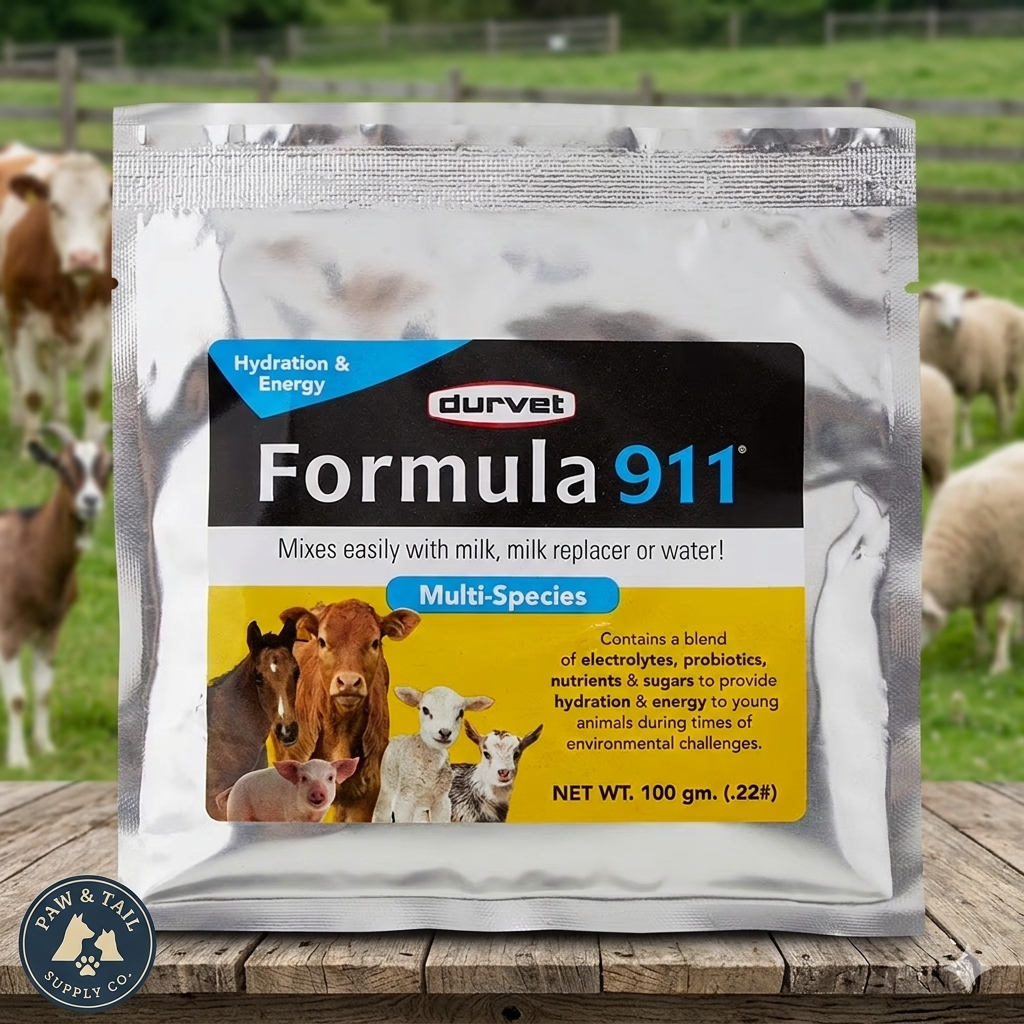 Lamb Livestock Durvet Formula 911 Electrolyte & Probiotic Support Baby Animals 4 Oz.