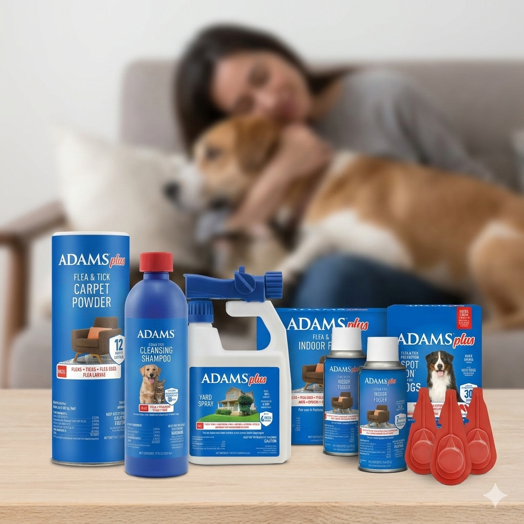 Adams Complete Indoor & Outdoor Flea Treatment System for XLarge Dogs 61–150 lbs Bundle