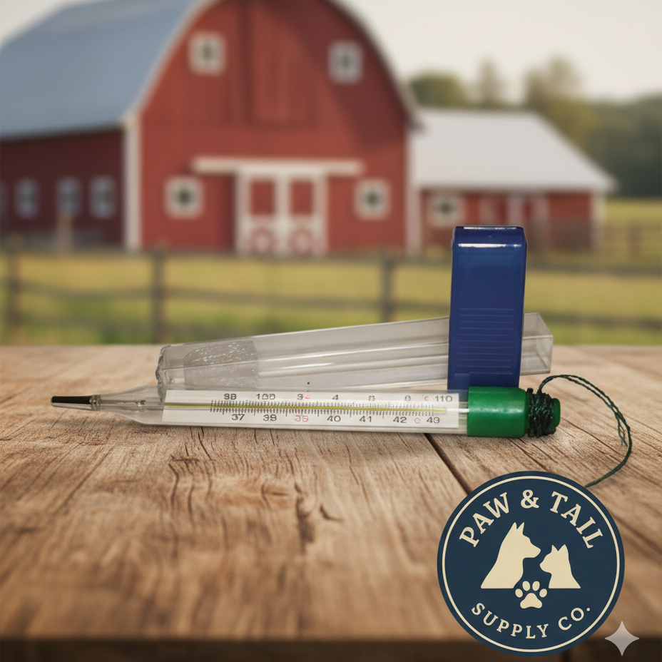 Ideal Veterinary Digital Thermometer Mercury Free w/Case Livestock Horses Dogs
