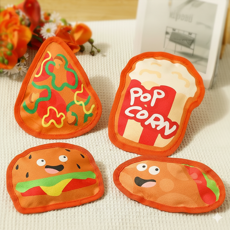 Dog Toy – Foodies Flat Squeak 4pcs/set-Pet Toys-BIG FRENCHIES-Jane's Pet Boutique