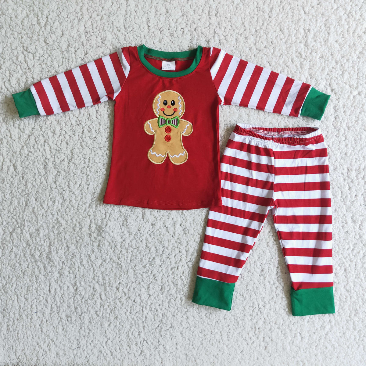 Gingerbread applique cotton Christmas boy pajamas - BIG FRENCHIES