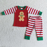 Gingerbread applique cotton Christmas boy pajamas - BIG FRENCHIES